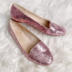 Kate Spade New York Rose Gold Pink Glitter Flats size 7.5